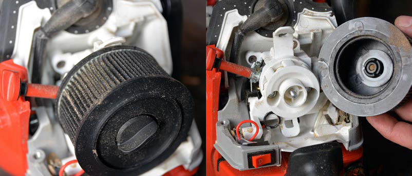 Пластинчастий повітряний фільтр вражає своєю дуже великою робочою поверхнею. І після 7 заправок бензобака у всмоктувальному тракті перед карбюратором бруду виявлено не було.